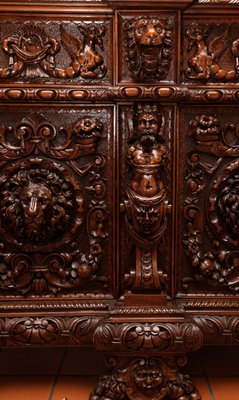 Antique Italian Carved Walnut Sideboard, 1800s-RAQ-595913