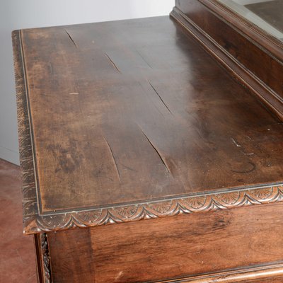 Antique Italian Credenza with Mirror in Carved Walnut, 1800s-RAQ-2016959