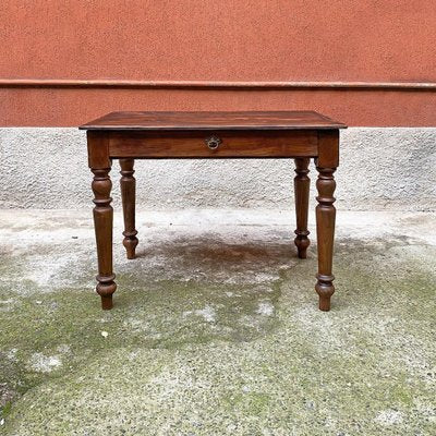 Antique Italian Fir Table With Brass Handle and Shaped Legs, 1910s-GDD-1210030