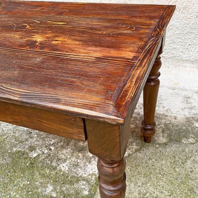 Antique Italian Fir Table With Brass Handle and Shaped Legs, 1910s-GDD-1210030