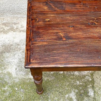 Antique Italian Fir Table With Brass Handle and Shaped Legs, 1910s-GDD-1210030