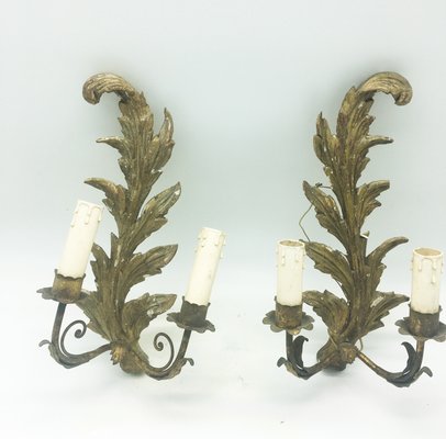 Antique Italian Giltwood Wall Appliques, Set of 2-YUW-672212