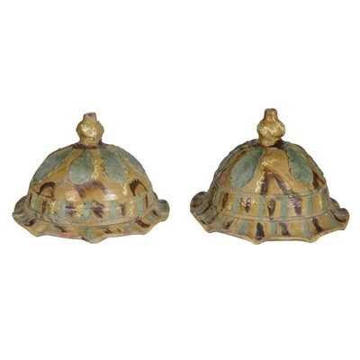 Antique Italian Glazed Vase Holders, Set of 2-RAQ-436968