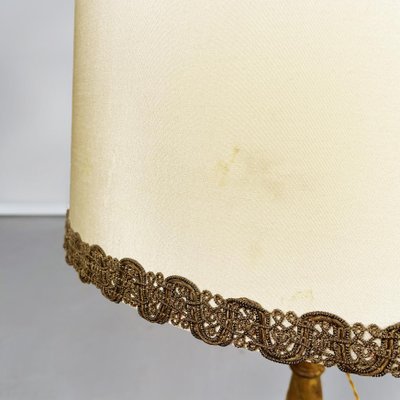 Antique Italian Gold Painted Wood and Beige Fabric Table Lamps, 1800s, Set of 2-GDD-1361657