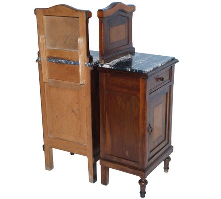 Antique Italian Marble Top Nightstands and Chest of Drawers Set, Set of 3-NJV-737593