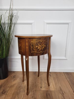 Antique Italian Marquetry Kidney-Shaped Walnut Side Table with Two Drawers, 1890s-EUP-1702958