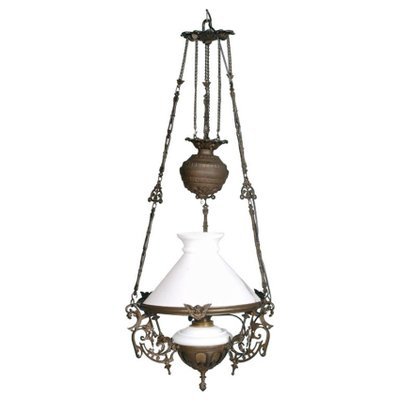 Antique Italian Murano Glass and Bronze Ceiling Lamp-NJV-568517