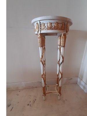 Antique Italian Pedestal Table with Marble Top and Gilt Carved Wood-TCS-1348029