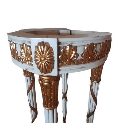 Antique Italian Pedestal Table with Marble Top and Gilt Carved Wood-TCS-1348029