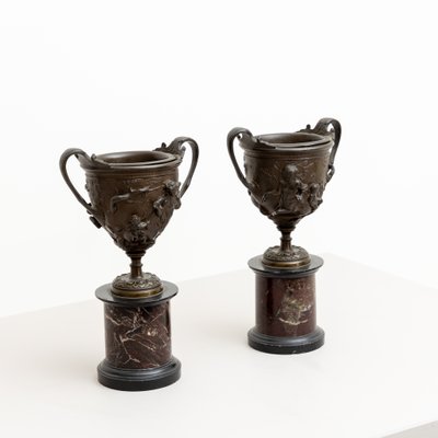 Antique Italian Pompeian Style Tazzas in Bronze, Set of 2-VEI-1325826