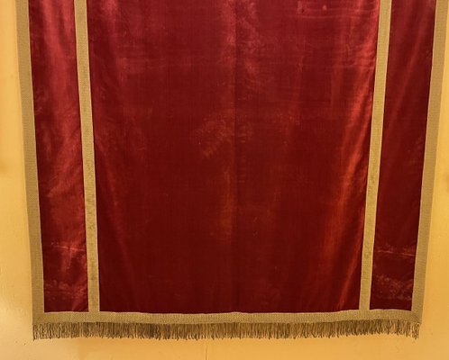 Antique Italian Red Silk Velvet Altar Back, 1800s-HPU-890516