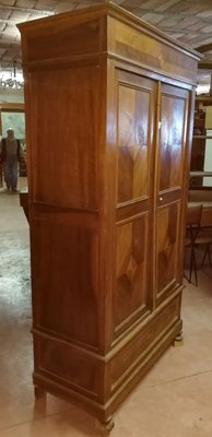 Antique Italian Rhombus Shaped Walnut Veneer Wardrobe, 1900s-RAQ-630484