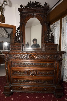 Antique Italian Walnut Dresser with Mirror-RAQ-553351