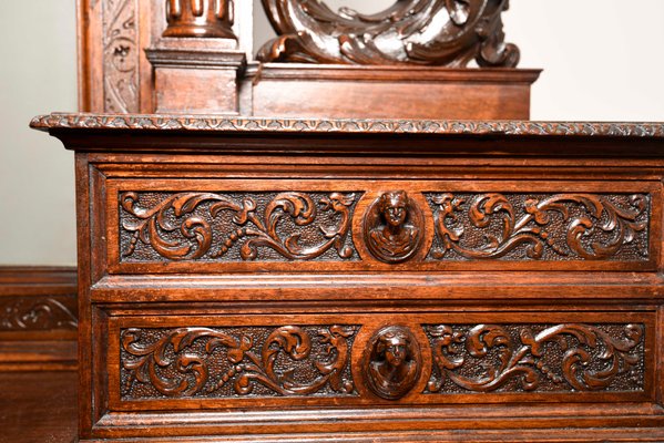 Antique Italian Walnut Dresser with Mirror-RAQ-553351