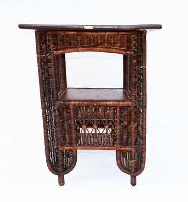 Antique Italian Wicker Coffee Table from Casa Moderna Genova, 1910s-WF-731503