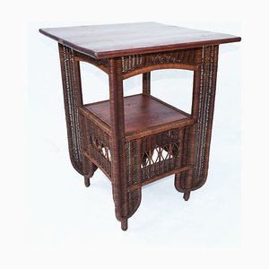 Antique Italian Wicker Coffee Table from Casa Moderna Genova, 1910s-WF-731503