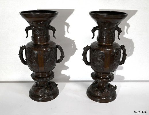 Antique Japanese Bronze Vases, Set of 2-RVK-1394861