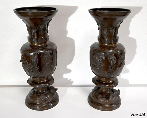 Antique Japanese Bronze Vases, Set of 2-RVK-1394861