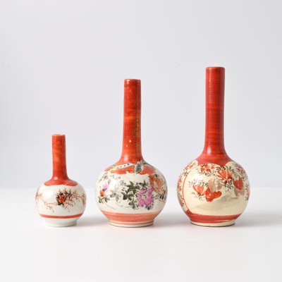 Antique Japanese Kutani Ware Porcelain Vase, 1890s, Set of 3-IXK-1739921