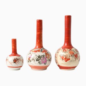 Antique Japanese Kutani Ware Porcelain Vase, 1890s, Set of 3-IXK-1739921