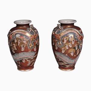 Antique Japanese Satsuma Vase, Set of 2-FLW-1768170