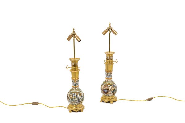 Antique Lamps in Gien Porcelain-CEJ-1256714