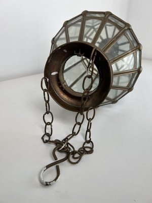 Antique Lantern Hanging Lamp in Sanded Glasses & Metal-KKG-1364448