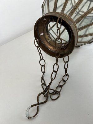 Antique Lantern Hanging Lamp in Sanded Glasses & Metal-KKG-1364448