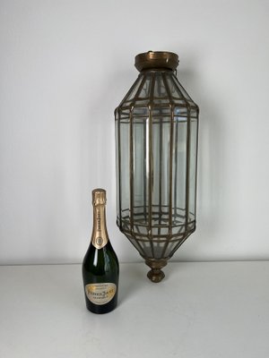 Antique Lantern Hanging Lamp in Sanded Glasses & Metal-KKG-1364448