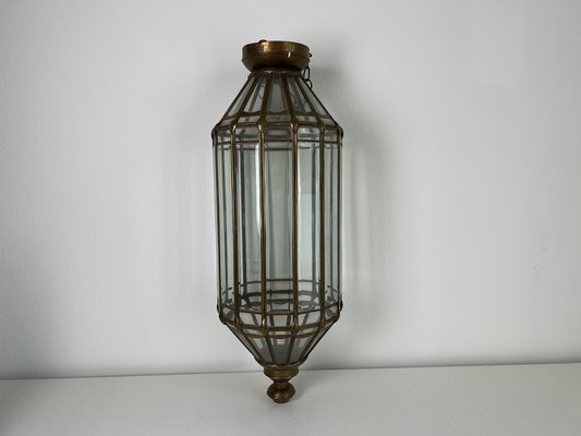 Antique Lantern Hanging Lamp in Sanded Glasses & Metal-KKG-1364448