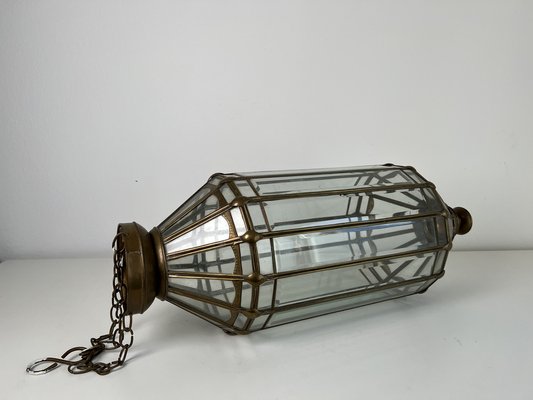 Antique Lantern Hanging Lamp in Sanded Glasses & Metal-KKG-1364448