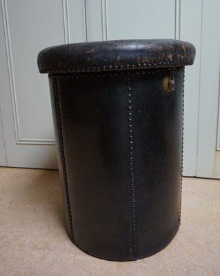 Antique Leather Ottoman-EA-852167