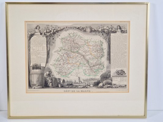 Antique Levasseur La Marne & Cote d'Or Wine Maps, 1852, Set of 2-AXJ-1761113