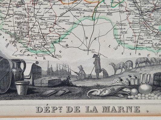 Antique Levasseur La Marne & Cote d'Or Wine Maps, 1852, Set of 2-AXJ-1761113