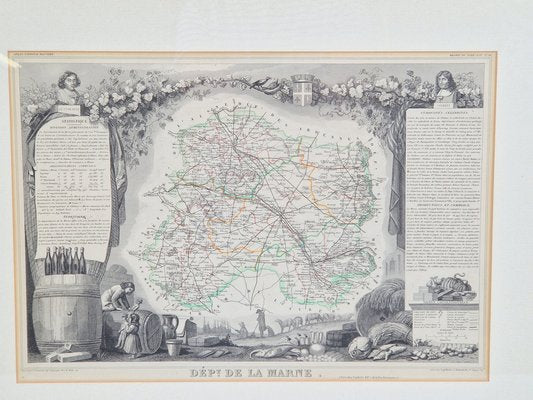 Antique Levasseur La Marne & Cote d'Or Wine Maps, 1852, Set of 2-AXJ-1761113