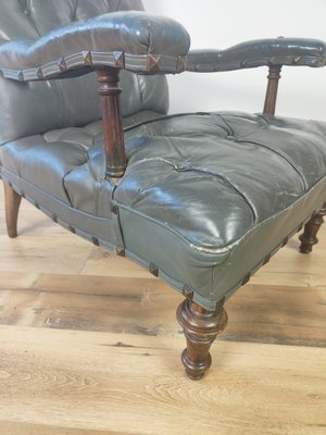 Antique Library Chair in Leather, 1860s-ZCH-1806783