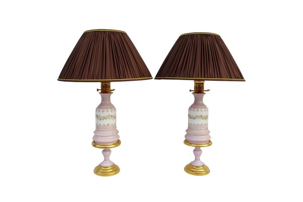 Antique Lilac Porcelain Table Lamps, 1880s, Set of 2-CEJ-488249