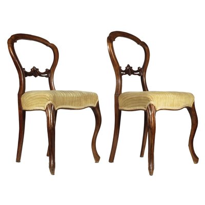 Antique Louis Philippe Italian Walnut Side Chairs, 1850s, Set of 2-RAQ-497413