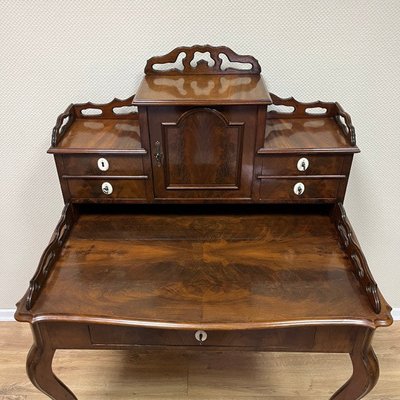 Antique Louis Philippe Ladies Secretary in Mahogany, Walnut & Velvet-ALF-2033597