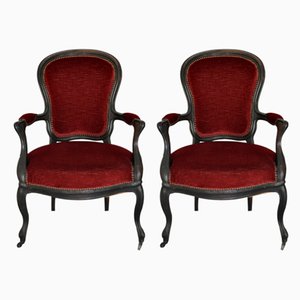 Antique Louis Philippe Style Italian Lounge Chairs, Set of 2-KNM-554137