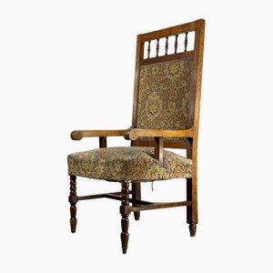 Antique Louis XIV Oak Armchair with Velvet Upholstery, 18th Century-JXY-1747271