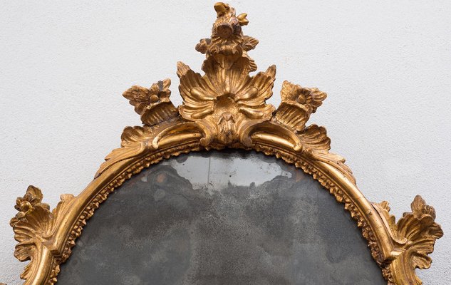 Antique Louis XV Neapolitan Mirror in Golden and Carlied Wood-KKK-1215116