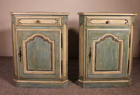 Antique Louis XV Polychrome Corner Cupboards in Oak, Set of 2-HPU-809512