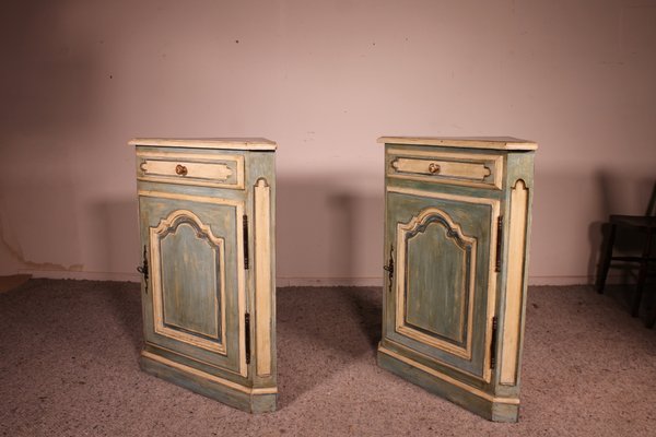 Antique Louis XV Polychrome Corner Cupboards in Oak, Set of 2-HPU-809512