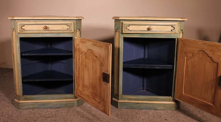 Antique Louis XV Polychrome Corner Cupboards in Oak, Set of 2-HPU-809512