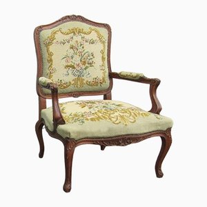 Antique Louis XV Style Carved Oak Armchair, 19th Century-EA-1251527