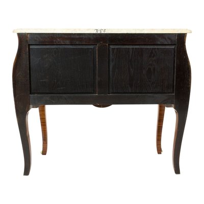 Antique Louis XV Style Rosewood and Brass Chest of Drawers with Marble Top-WFJ-722046