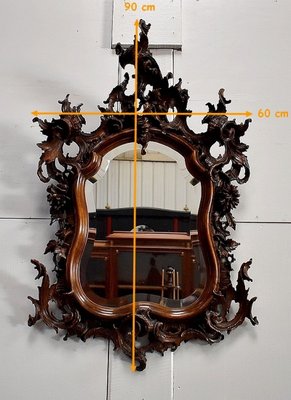 Antique Louis XV Style Solid Walnut Rocaille Mirror, 1900s-RVK-728032