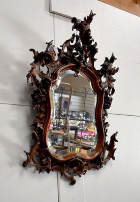 Antique Louis XV Style Solid Walnut Rocaille Mirror, 1900s-RVK-728032