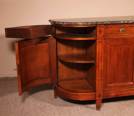 Antique Louis XVI Cherry Buffet with Marble Top-HPU-728016